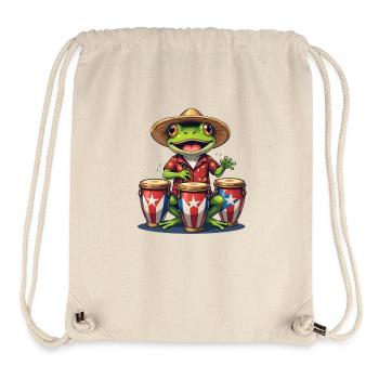 Tambour grenouille tropicale dans le style du drapeau cubain - Sac à cordon recyclé Stanley/Stella - blanc naturel - Devant