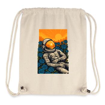 Astronaute au coucher du soleil dans une roseraie bleue - Sac à cordon recyclé Stanley/Stella - blanc naturel - Devant