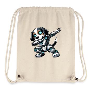 Cool Beagle Robot Astronaute Dabbing Dessin animé - Sac à cordon recyclé Stanley/Stella - blanc naturel - Devant