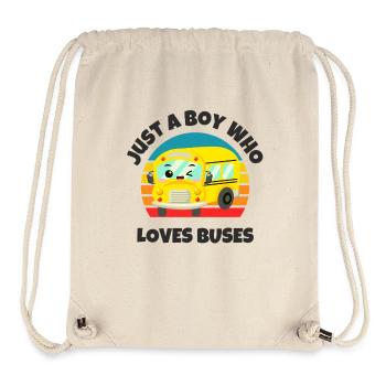 Junge, der Busse liebt Kawaii Retro Schulbus - Stanley/Stella recycelter Gym Bag - Naturweiß - Vorne