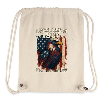 Né libre en 1984 – 41 ans de Red, White & Bold - Sac à cordon recyclé Stanley/Stella - blanc naturel - Devant