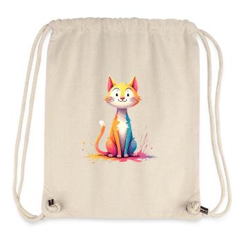 Colorful cat illustration for children's clothing - Stanley/Stella Recycled Gym Bag - natural - Front