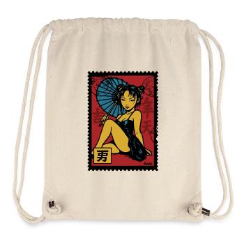 Geisha with Parasol Illustration - Stanley/Stella Recycled Gym Bag - natural - Front