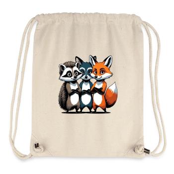 Cute Forest Animal Characters on Fabric - Stanley/Stella Recycled Gym Bag - natural - Front