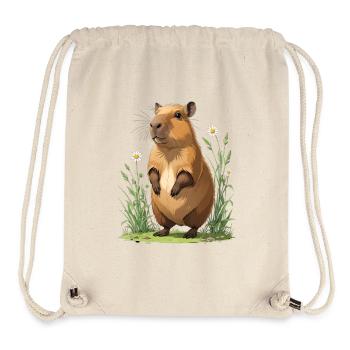 Capybara in the Marguerite Flower Field - Stanley/Stella Recycled Gym Bag - natural - Front