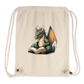 Livre fantastique Dragon avec des ailes - Sac à cordon recyclé Stanley/Stella - blanc naturel - Devant