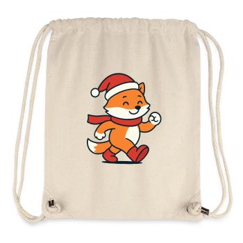 Niedlicher Winterfuchs mit Mütze & Schal - Stanley/Stella recycelter Gym Bag - Naturweiß - Vorne