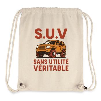 SUV Sans Utilité Véritable Humour Voiture Ironique - Sac à cordon recyclé Stanley/Stella - blanc naturel - Devant
