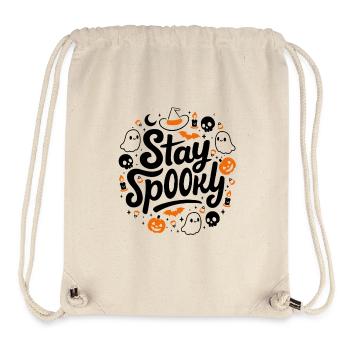 Halloween Stay Spooky - Silhouette Orange Noir - Sac à cordon recyclé Stanley/Stella - blanc naturel - Devant