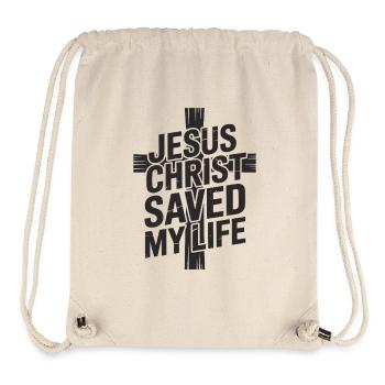 Jésus-Christ m’a sauvé la vie - Sac à cordon recyclé Stanley/Stella - blanc naturel - Devant