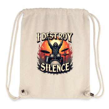  Drummer – I Destroy Silence - Stanley/Stella recycelter Gym Bag - Naturweiß - Vorne
