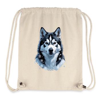 Winterhusky Porträtkunst - Stanley/Stella recycelter Gym Bag - Naturweiß - Vorne