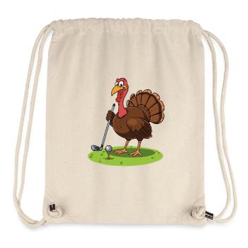 Funny Turkey Playing Golf - Stanley/Stella Recycled Gym Bag - natural - Front