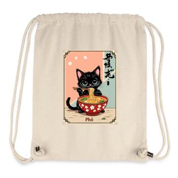Chaton Pho Ramen Art - Sac à cordon recyclé Stanley/Stella - blanc naturel - Devant