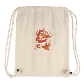 Dabbing Nikolaus Katze - Frohe Weihnachten Party  - Stanley/Stella recycelter Gym Bag - Naturweiß - Vorne