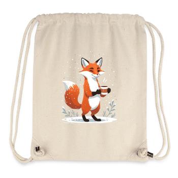 Fuchs mit Kaffee im Winter - Stanley/Stella recycelter Gym Bag - Naturweiß - Vorne