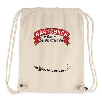 Gästebuch Mein 41. Geburtstag Geschenkidee - Stanley/Stella recycelter Gym Bag - Naturweiß - Vorne