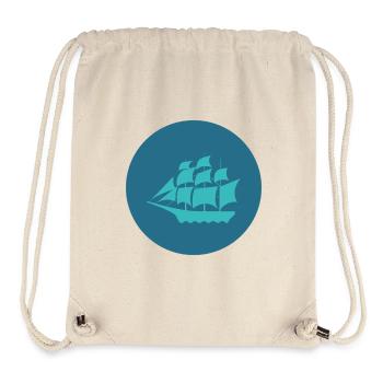 Nautic Design Blue Ship Silhouette Circle - Stanley/Stella Recycled Gym Bag - natural - Front