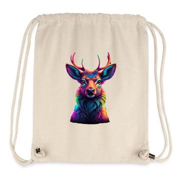 Neonfarbenes Hirschkopf-Porträt - Stanley/Stella recycelter Gym Bag - Naturweiß - Vorne