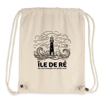Cadeau Île de Ré Souvenir Plages Charente-Maritime - Sac à cordon recyclé Stanley/Stella - blanc naturel - Devant