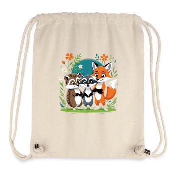 Waldfreunde Trio Fuchs Igel Waschbär - Stanley/Stella recycelter Gym Bag - Naturweiß - Vorne