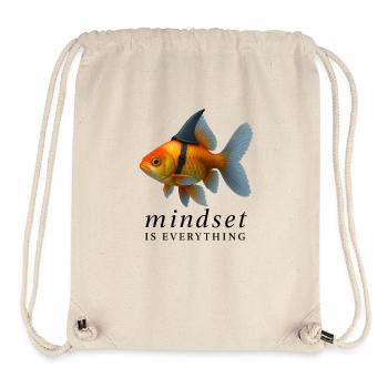 Mindset Poisson rouge avec casque, Dicton motivant - Sac à cordon recyclé Stanley/Stella - blanc naturel - Devant
