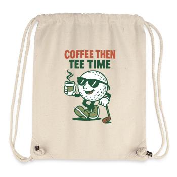 Coffee Then Tee Time : Humour de golf pour les golfeurs - Sac à cordon recyclé Stanley/Stella - blanc naturel - Devant