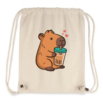 Capybara Bubble Tea Kawaii Boba Tea Thé au lait - Sac à cordon recyclé Stanley/Stella - blanc naturel - Devant