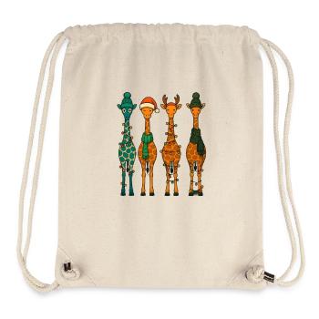 Quatuor de girafes Noël d’hiver douillet - Sac à cordon recyclé Stanley/Stella - blanc naturel - Devant