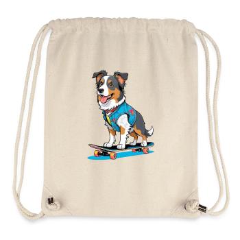Skateboardhund im Jeansvest - Stanley/Stella recycelter Gym Bag - Naturweiß - Vorne