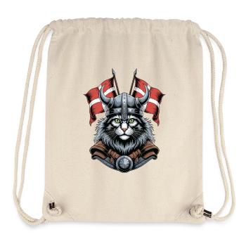 Chat Viking avec casque - Sac à cordon recyclé Stanley/Stella - blanc naturel - Devant