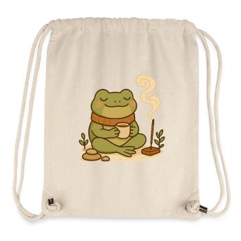 Grenouille consciente avec thé et bâtonnets d’encens - Sac à cordon recyclé Stanley/Stella - blanc naturel - Devant