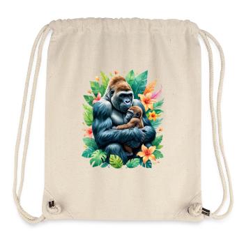 Gorilla Familienliebe im Tropenlaub - Stanley/Stella recycelter Gym Bag - Naturweiß - Vorne