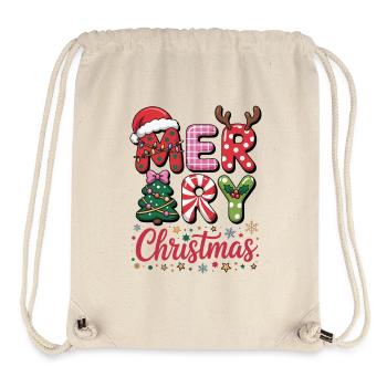 Lettres de Joyeux Noël - Sac à cordon recyclé Stanley/Stella - blanc naturel - Devant