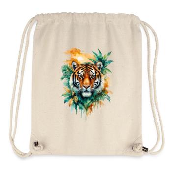 Wasserfarbener Tiger im Dschungel - Stanley/Stella recycelter Gym Bag - Naturweiß - Vorne
