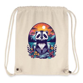 Panda Sunset Forest Illustration - Stanley/Stella Recycled Gym Bag - natural - Front