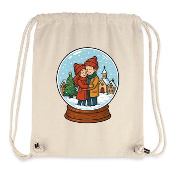 Paar in einer Schneekugel im Winter - Stanley/Stella recycelter Gym Bag - Naturweiß - Vorne