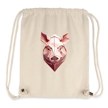 Low Poly Pig Head Pink - Stanley/Stella Recycled Gym Bag - natural - Front