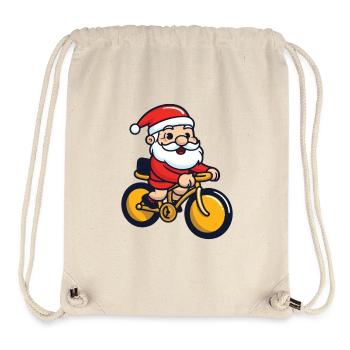 Père Noël Vélo Bande Dessinée Noël - Sac à cordon recyclé Stanley/Stella - blanc naturel - Devant