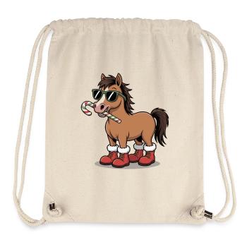 Cheval d’hiver dans le style canne d’orge - Sac à cordon recyclé Stanley/Stella - blanc naturel - Devant