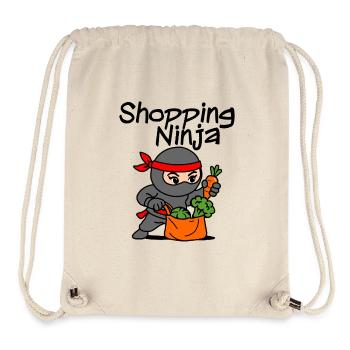 Shopping Ninja – Motif ninja amusant pour faire du shopping - Sac à cordon recyclé Stanley/Stella - blanc naturel - Devant