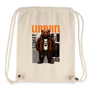 Design hip-hop urbain Street Bear - Sac à cordon recyclé Stanley/Stella - blanc naturel - Devant