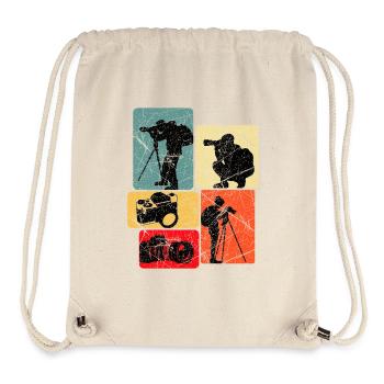 Photographers Equipment Silhouettes Collage - Stanley/Stella Recycled Gym Bag - natural - Front