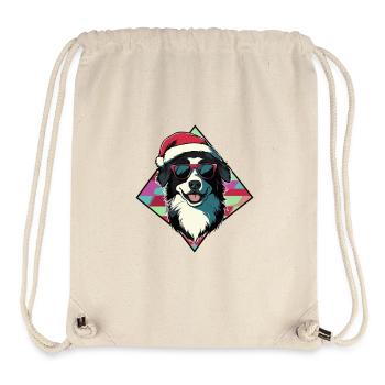 Le chien du Père Noël avec des lunettes de soleil - Sac à cordon recyclé Stanley/Stella - blanc naturel - Devant