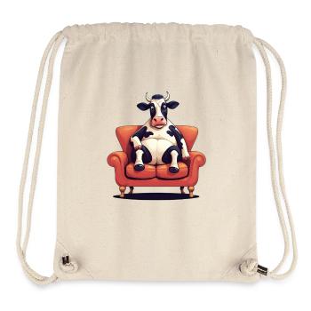 Kuh auf Sofa Cartoon - Stanley/Stella recycelter Gym Bag - Naturweiß - Vorne