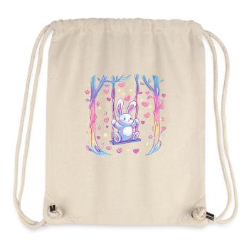 Bunny on swing in the heart rain - Stanley/Stella Recycled Gym Bag - natural - Front