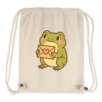 Kawaii Frosch mit Herzbrief – Cute Frog Art - Stanley/Stella recycelter Gym Bag - Naturweiß - Vorne