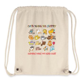 Cats make me happy humans make my head hurt  - Stanley/Stella Recycled Gym Bag - natural - Front