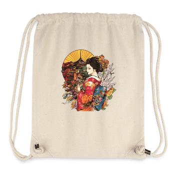 Geishas en kimono devant un décor japonais - Sac à cordon recyclé Stanley/Stella - blanc naturel - Devant