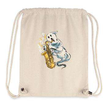 Saxophoniste Saxophoniste Spooky Ghost - Sac à cordon recyclé Stanley/Stella - blanc naturel - Devant